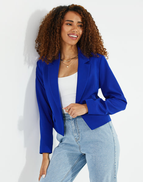 Women's Cobalt Blue Cropped Ladies' Blazer – Threadbare