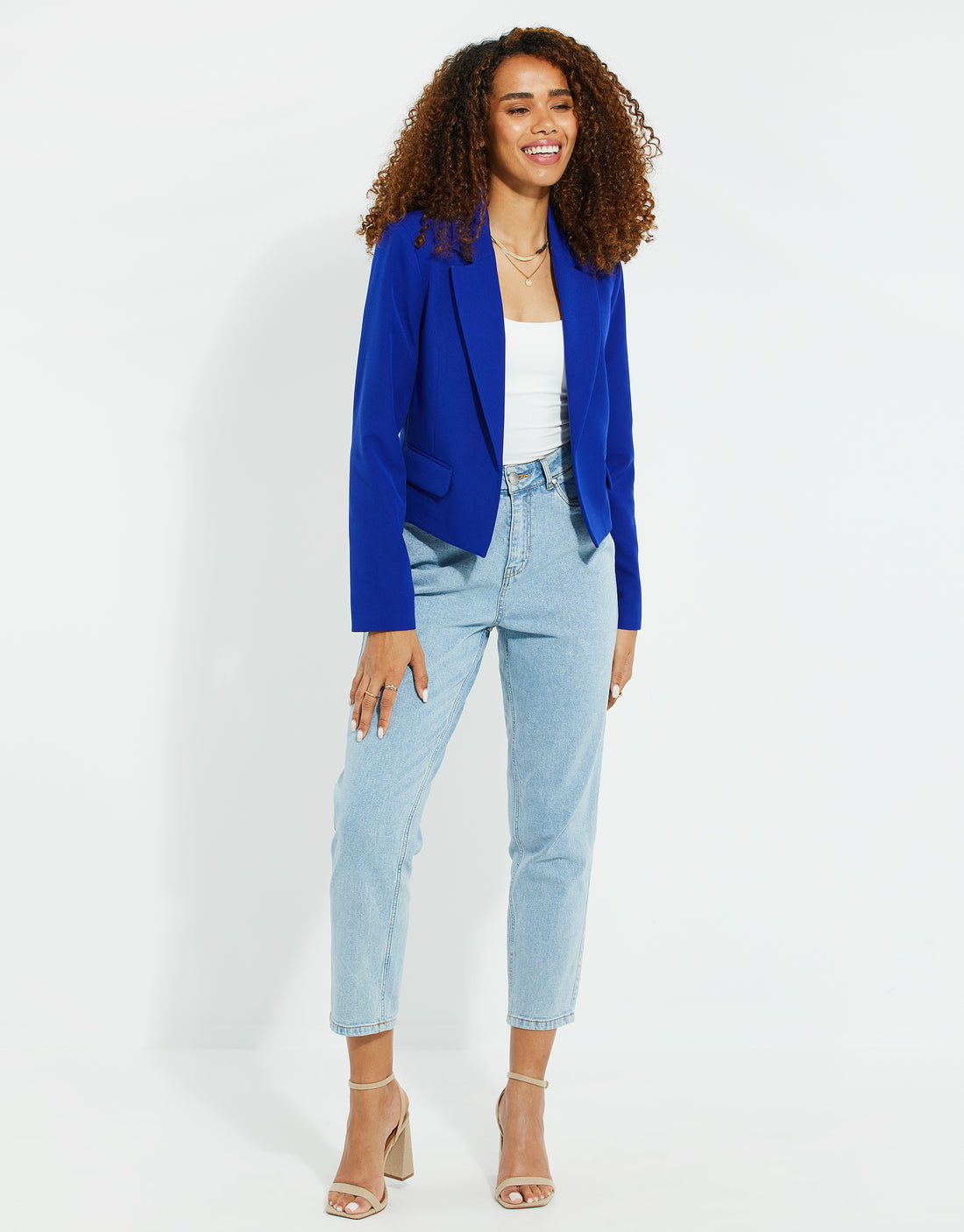 Cobalt blue cropped on sale jacket