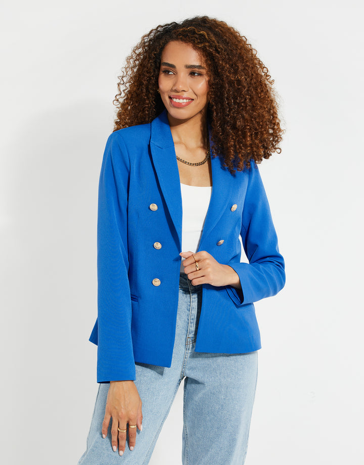 Blue Buttoned Tailored Blazer