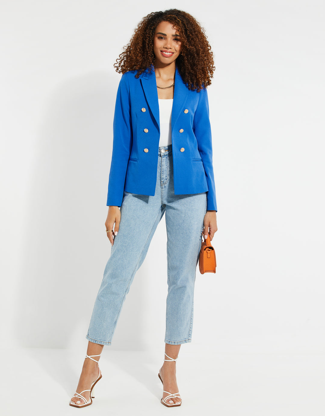 Blue Buttoned Tailored Blazer