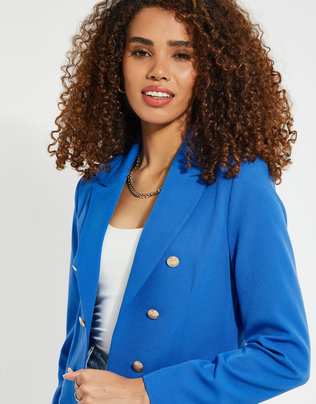 Blue Buttoned Tailored Blazer