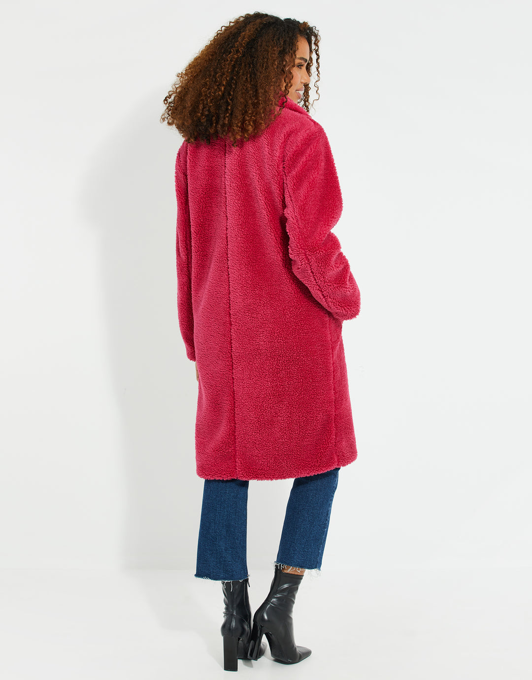 Threadbare Women's Fuchsia Pink Faux Borg Ladies' Teddy Coat