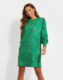 Green Chain Print Jersey Mini Dress