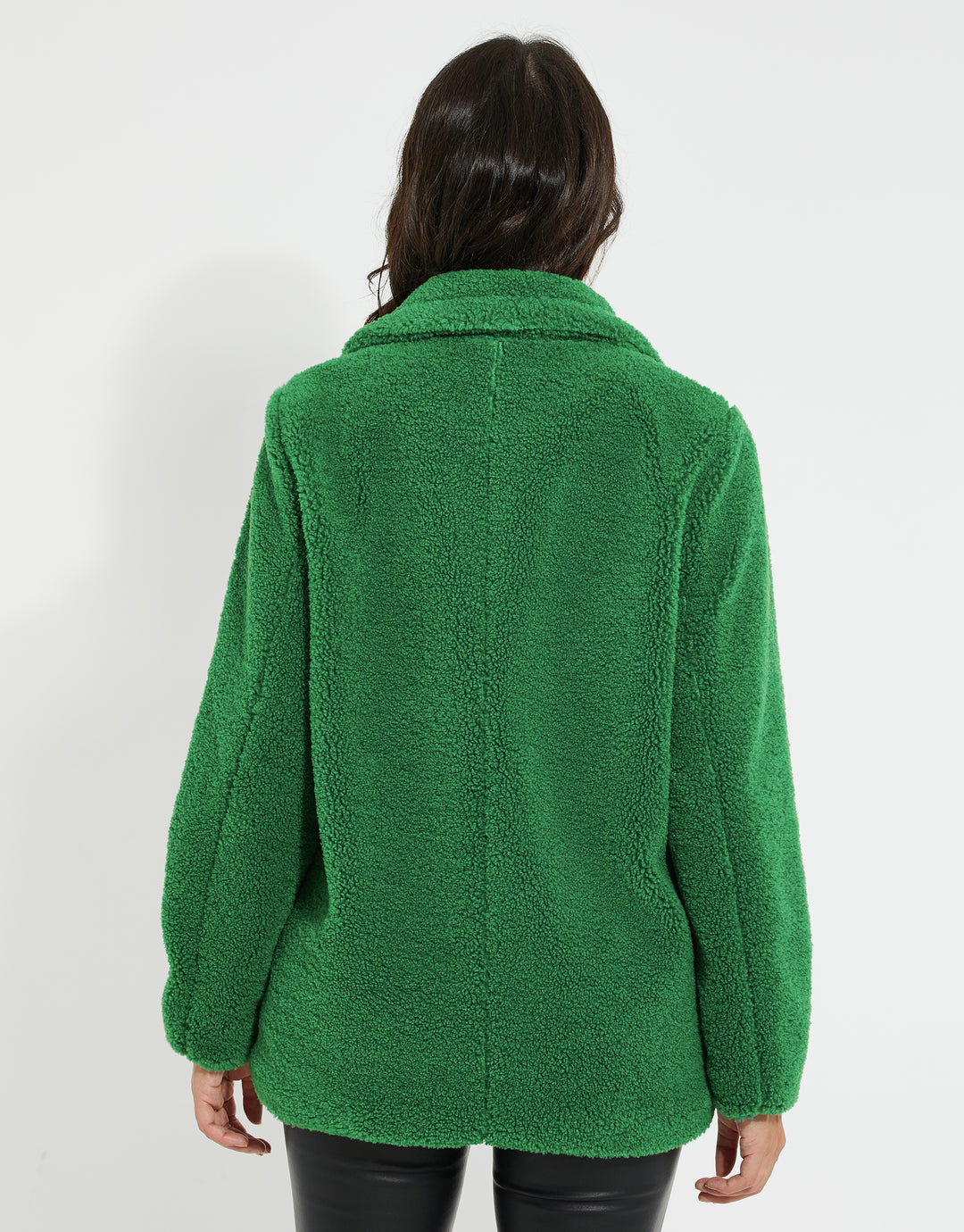Green Double Breasted Faux Borg Coat