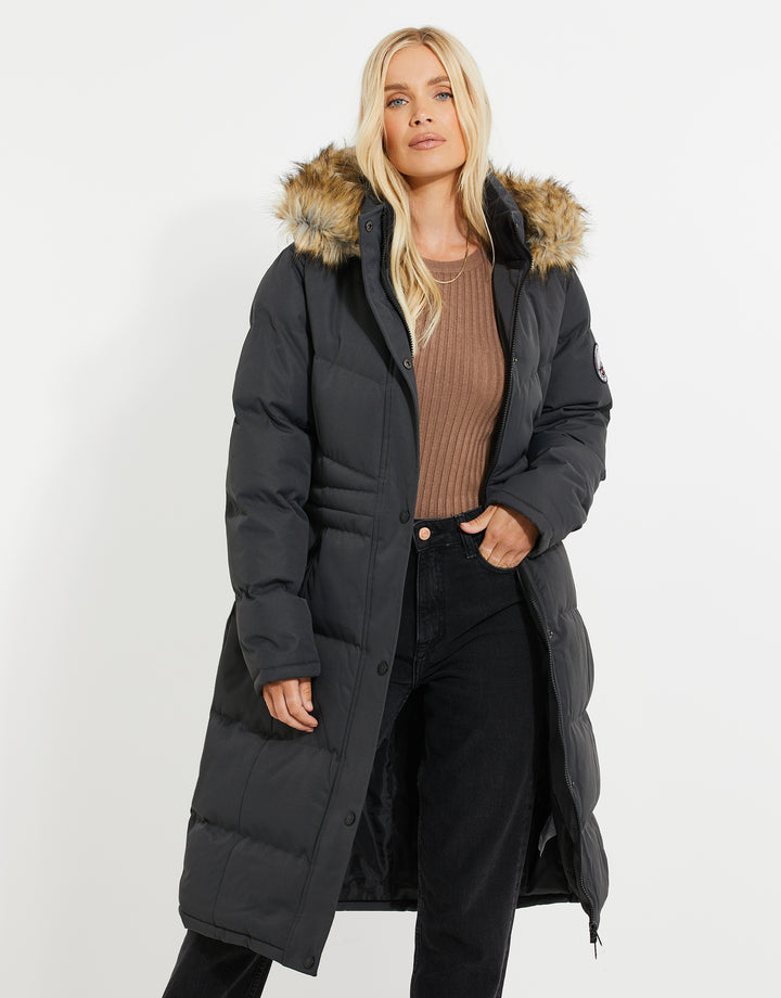 Grey Longline Parka Jacket