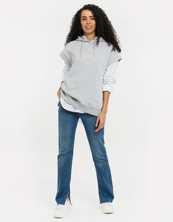 Grey Sleeveless Hoodie