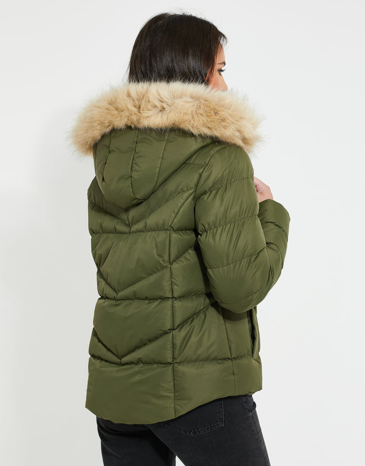 Khaki Green Short Parka Jacket