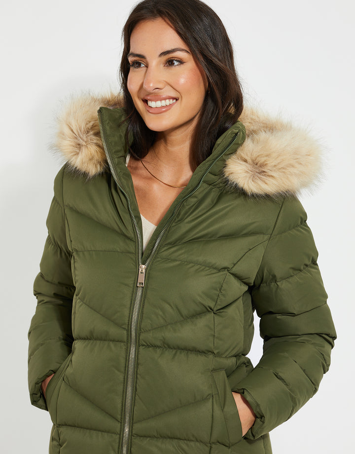 Khaki Green Short Parka Jacket