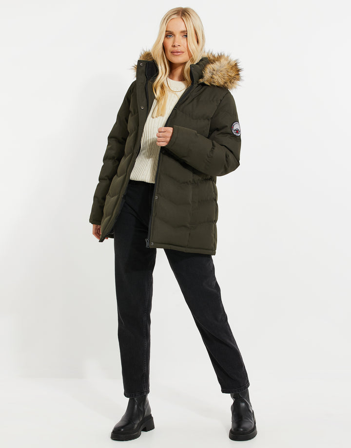 Khaki Green Short Parka Jacket