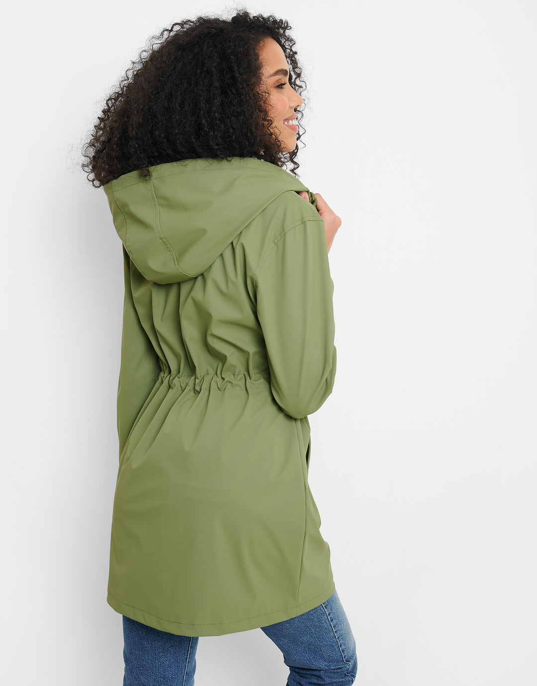 PU Rubberised Mac in Khaki Green