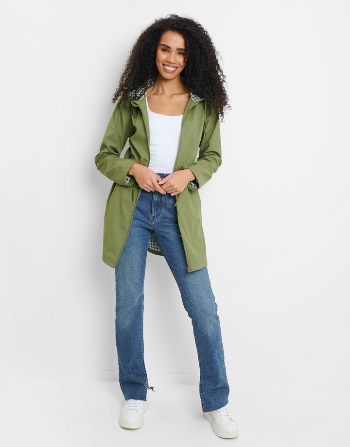 PU Rubberised Mac in Khaki Green