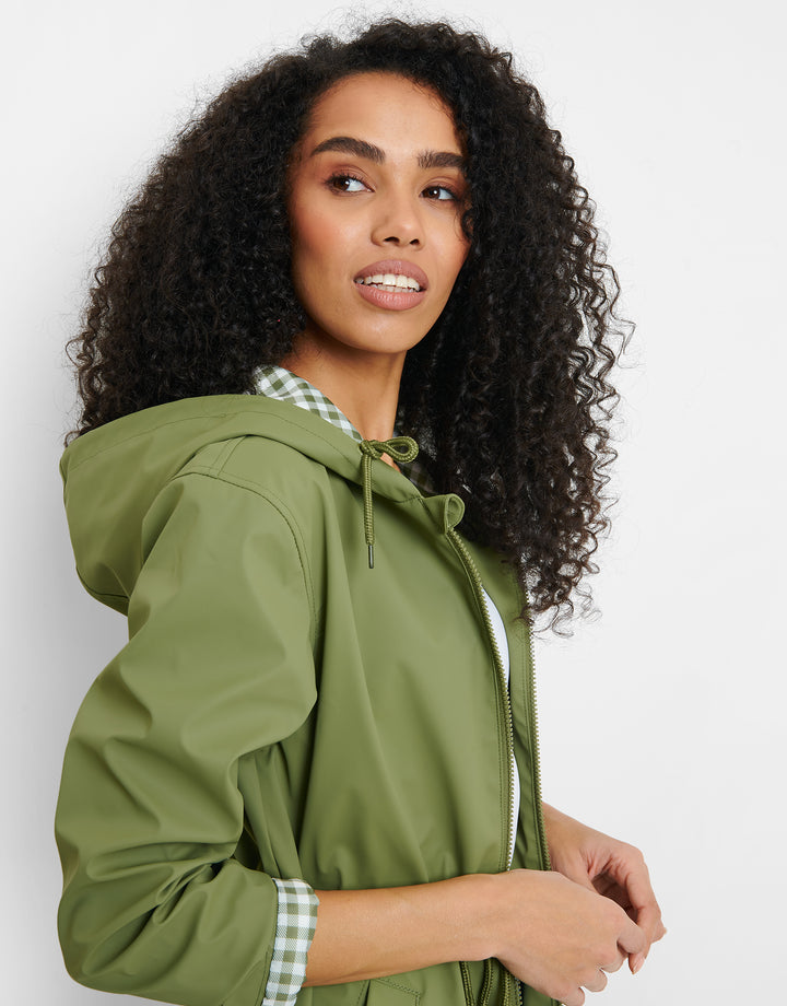 PU Rubberised Mac in Khaki Green