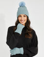 Light Blue Knitted Hat & Gloves (2-Piece Set)