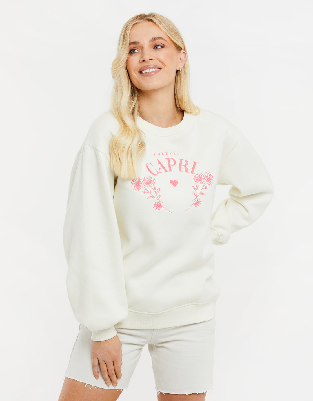 Cream Flower Sweatshirt