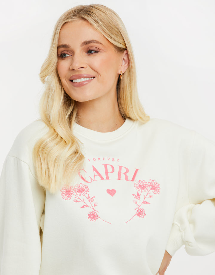 Cream Flower Sweatshirt