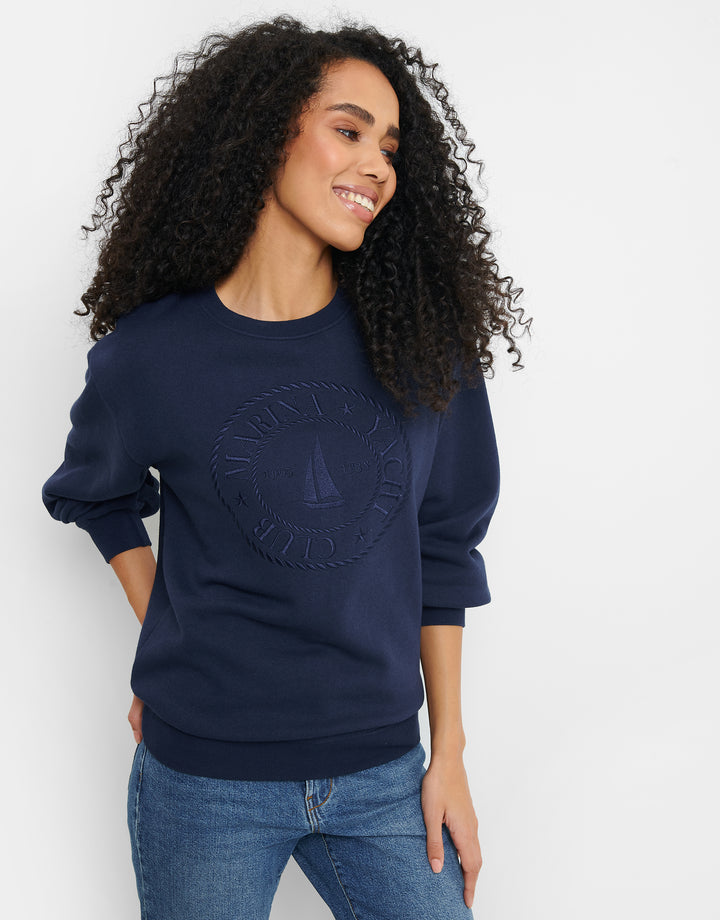 Navy Embroidered Sweatshirt