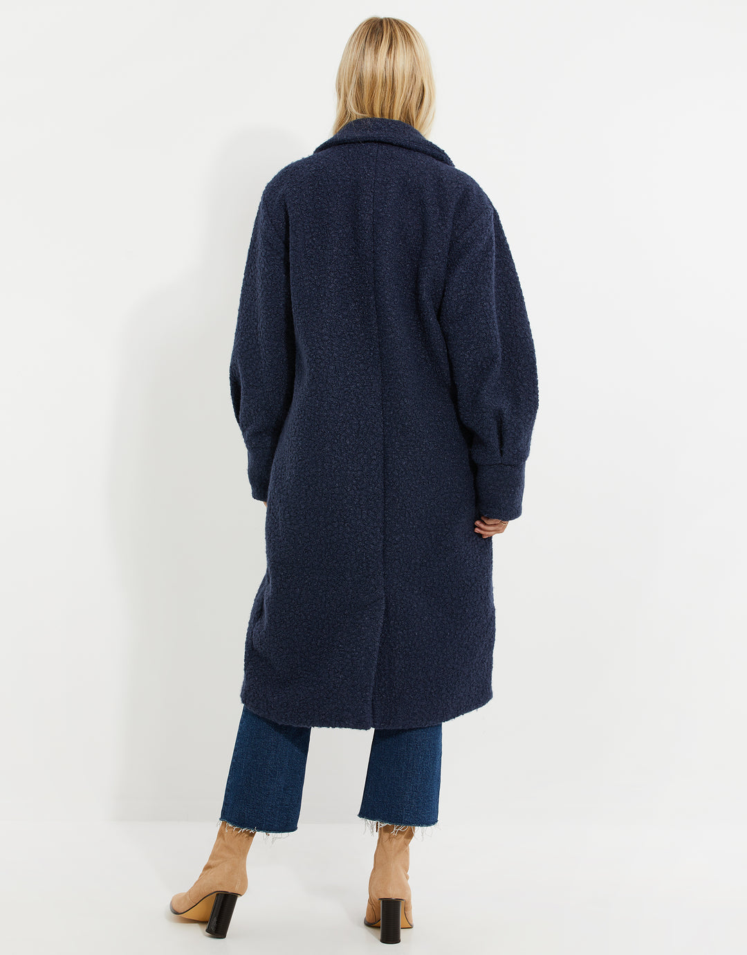 Navy Longline Teddy Coat