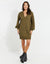 Khaki Green V-Neck Knitted Jumper Dress