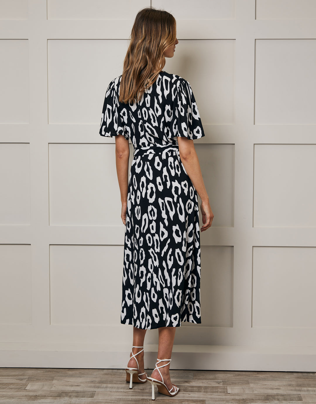 Petite Black Abstract Animal Print Midi Dress