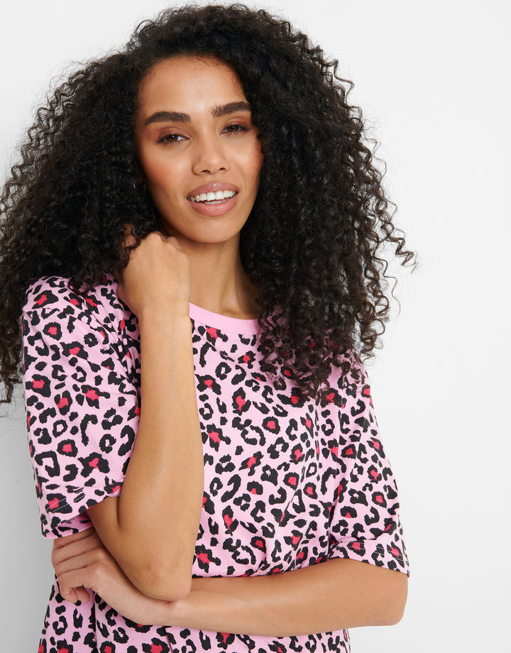 Pink Animal Print Night Dress