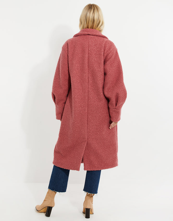 Pink Longline Teddy Coat