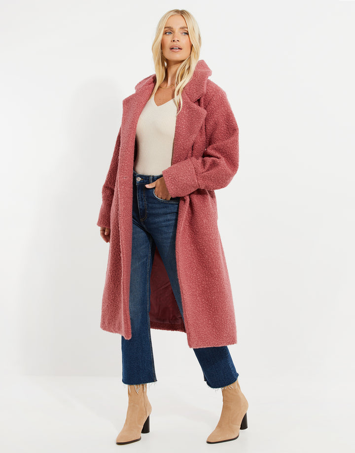 Pink Longline Teddy Coat
