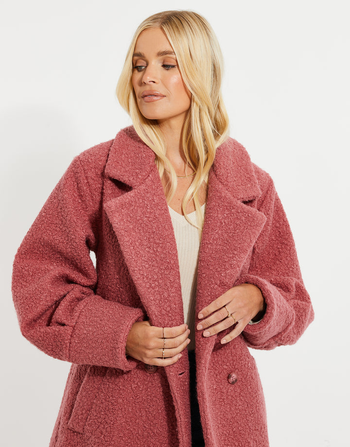 Pink Longline Teddy Coat