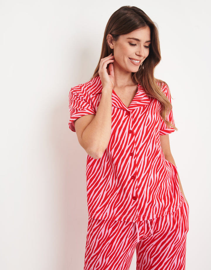 Pink & Red Tiger Print Pyjamas (2-Piece Set)