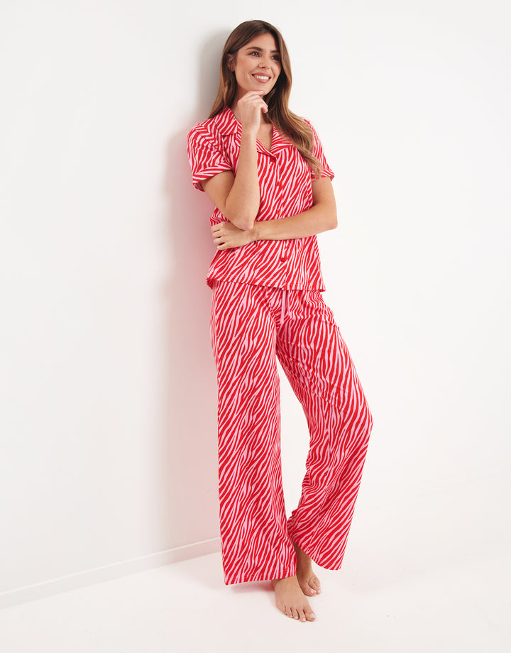 Pink & Red Tiger Print Pyjamas (2-Piece Set)