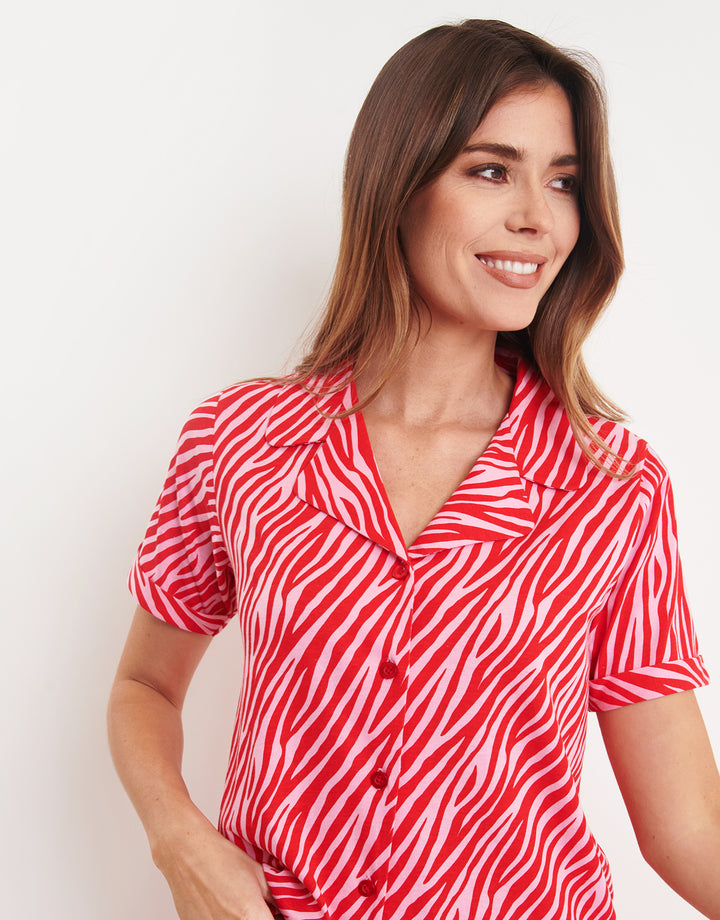 Pink & Red Tiger Print Pyjamas (2-Piece Set)