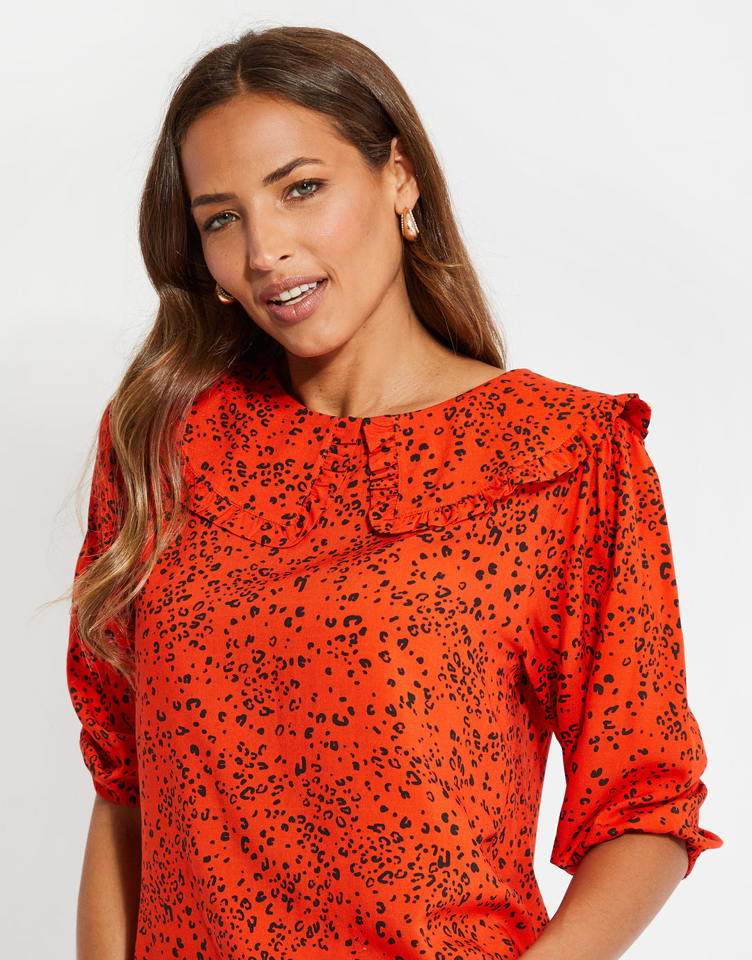 Red Animal Print Blouse
