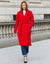 Red Collared Belted Formal Coat