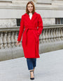 Red Collared Belted Formal Coat