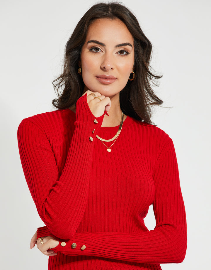 Red Ribbed Jumper