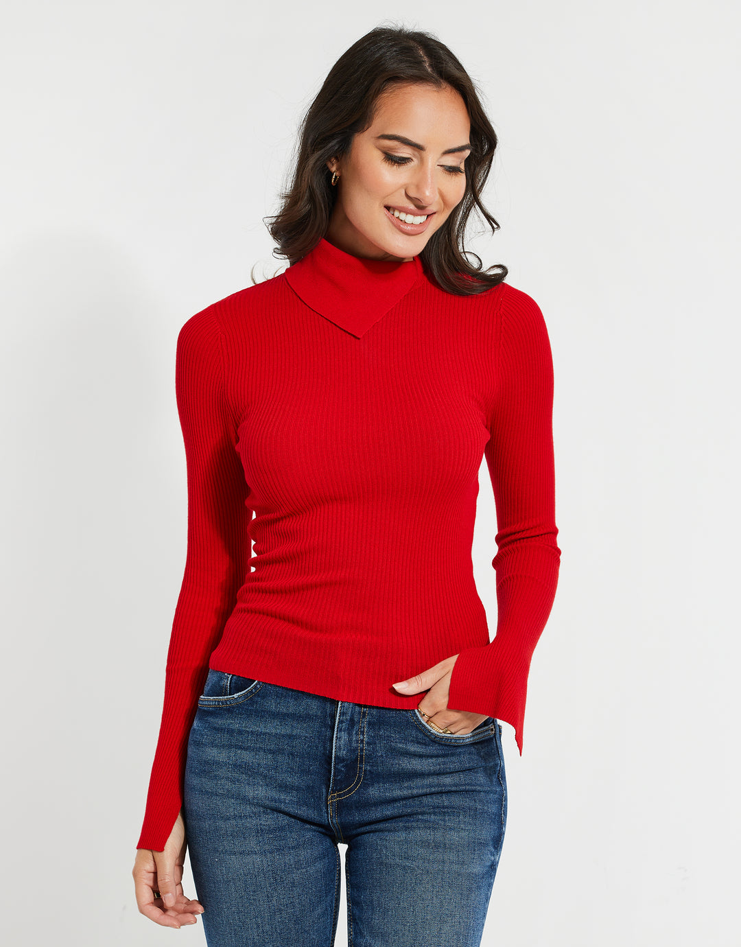 Red Roll Neck Jumper