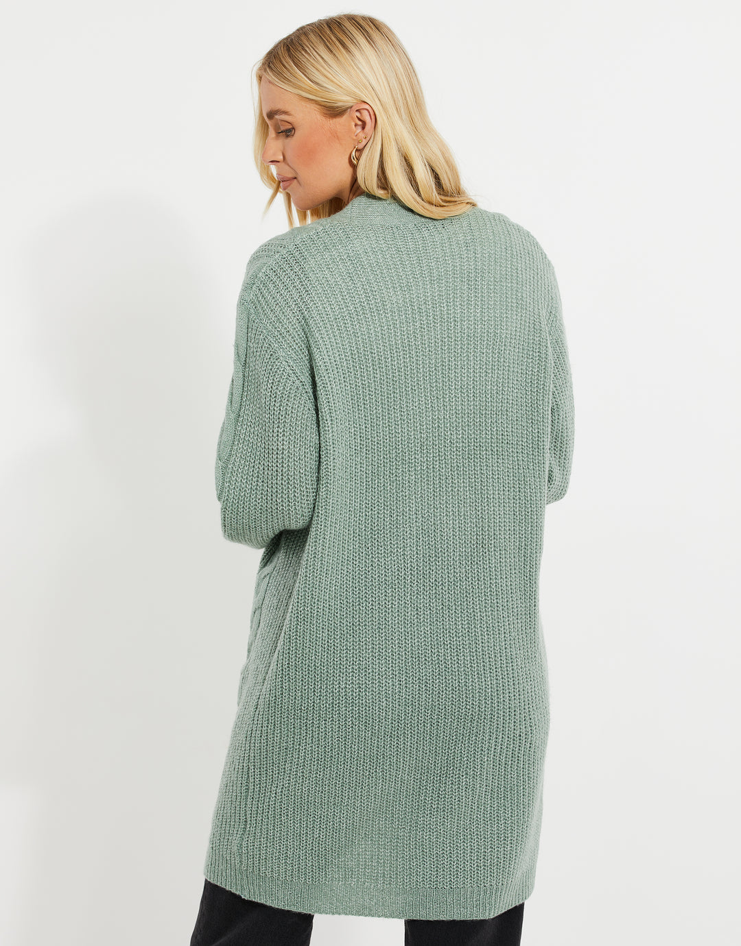 Sage Green Cable Knit Cardigan