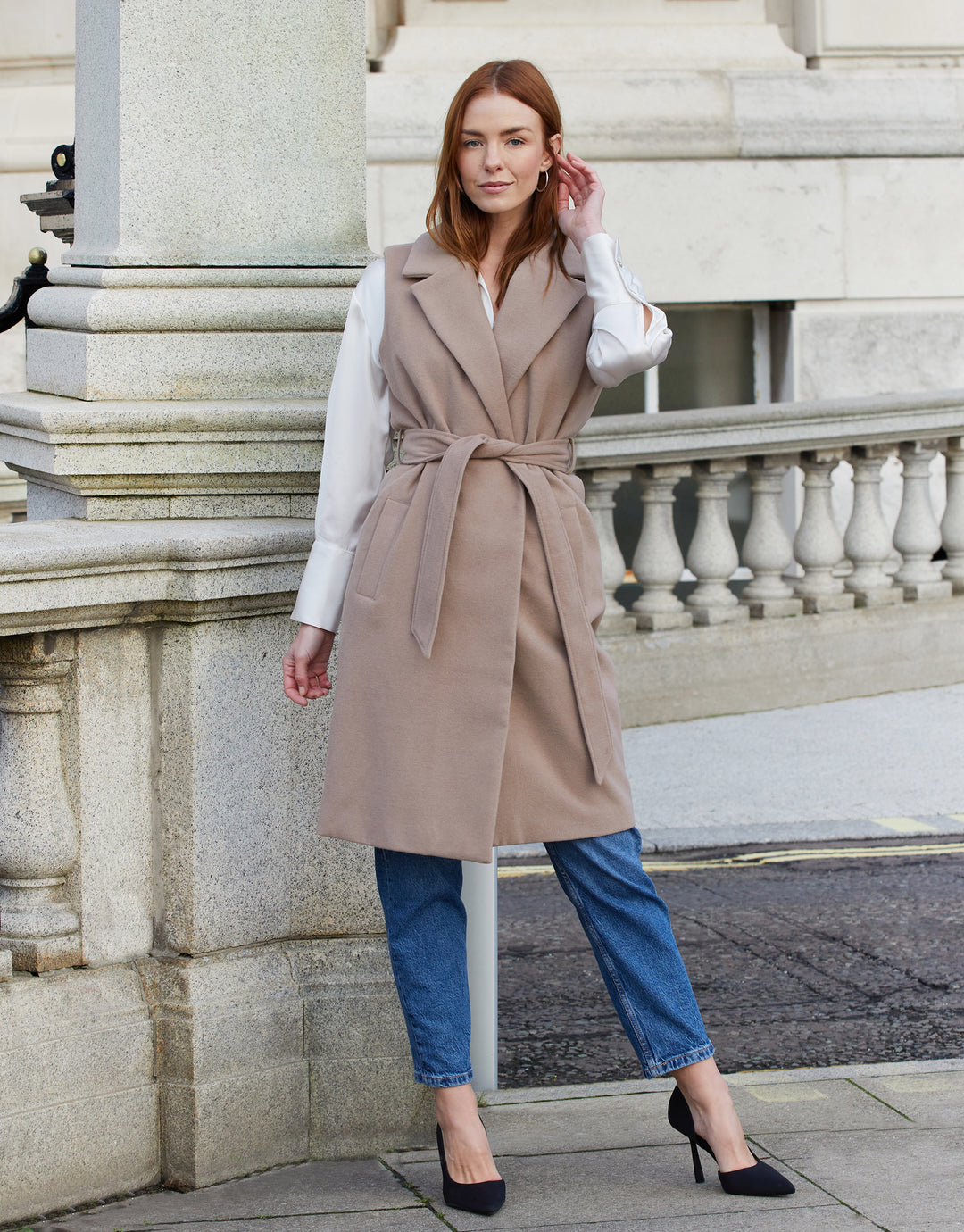 Stone Belted Formal Gilet