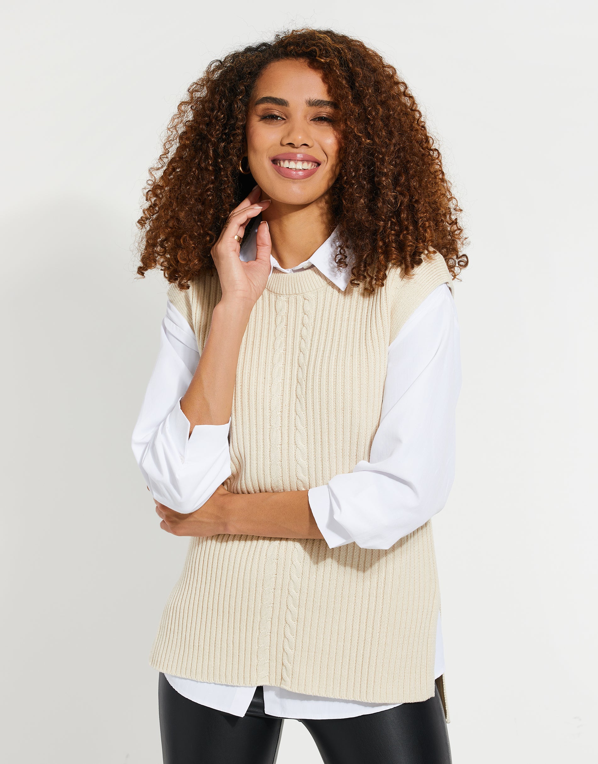 Beige sweater vest hot sale