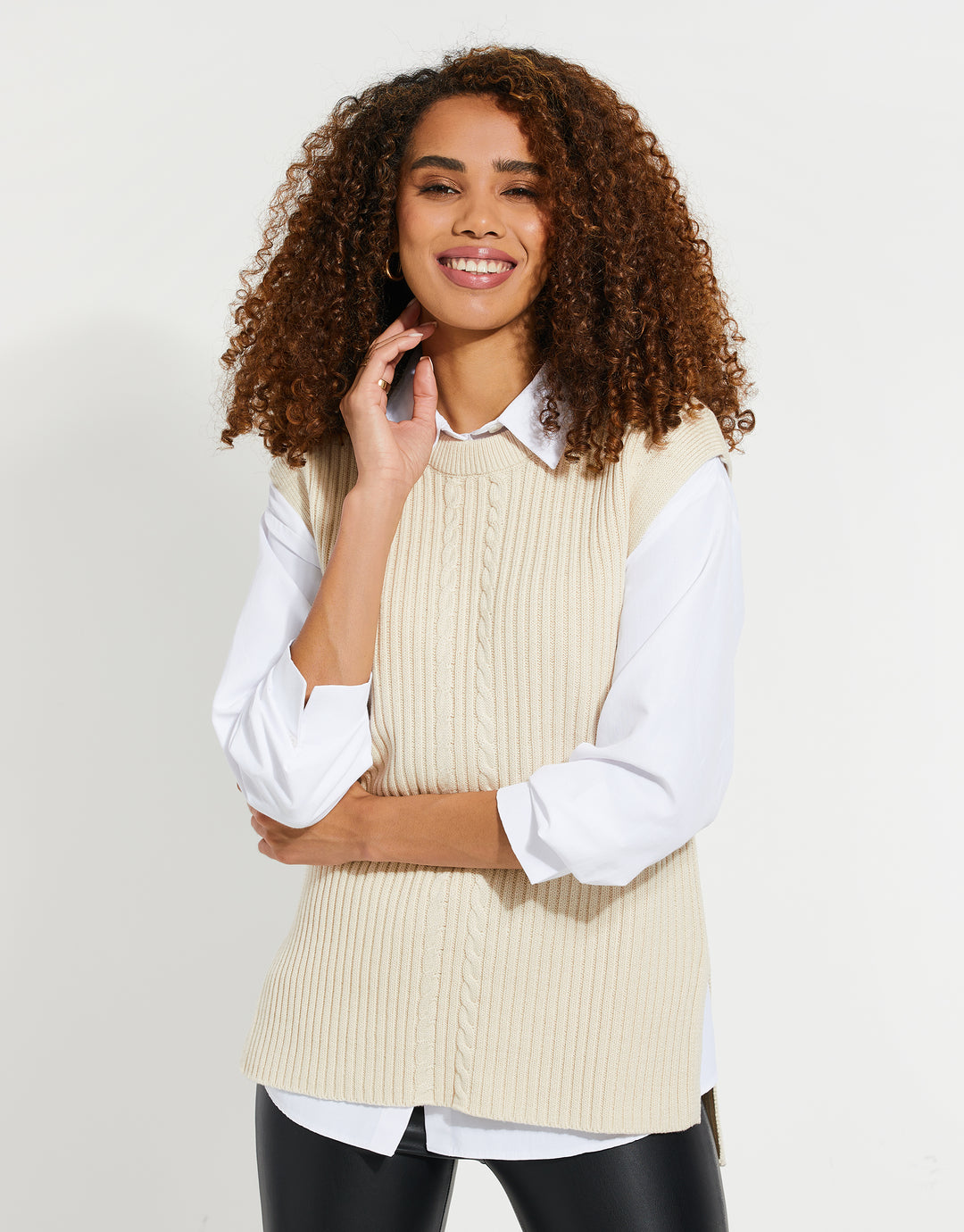 Stone Cable Knit Vest