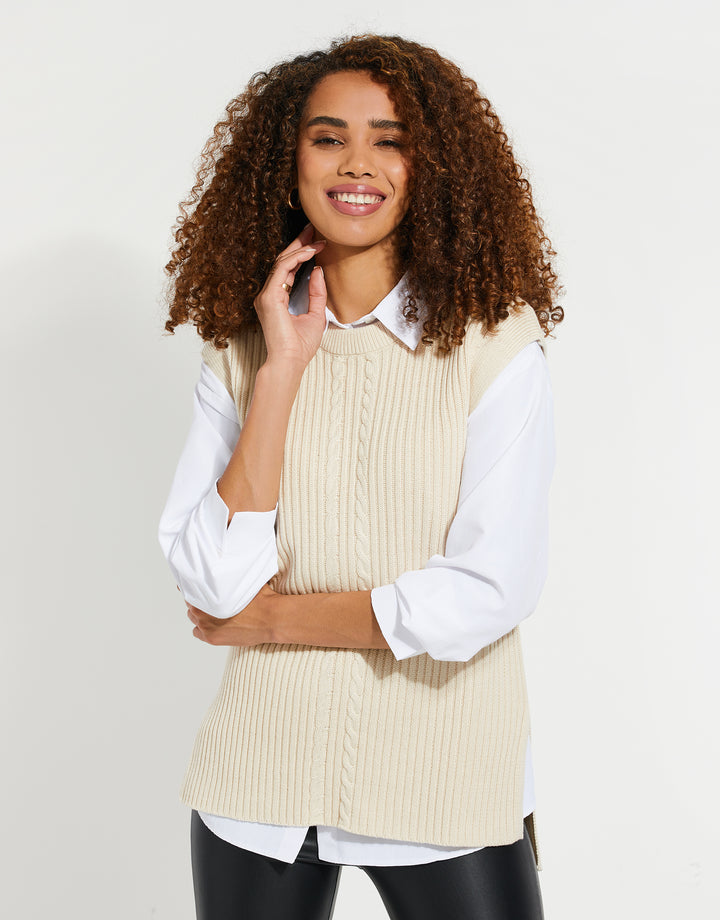 Stone Cable Knit Vest