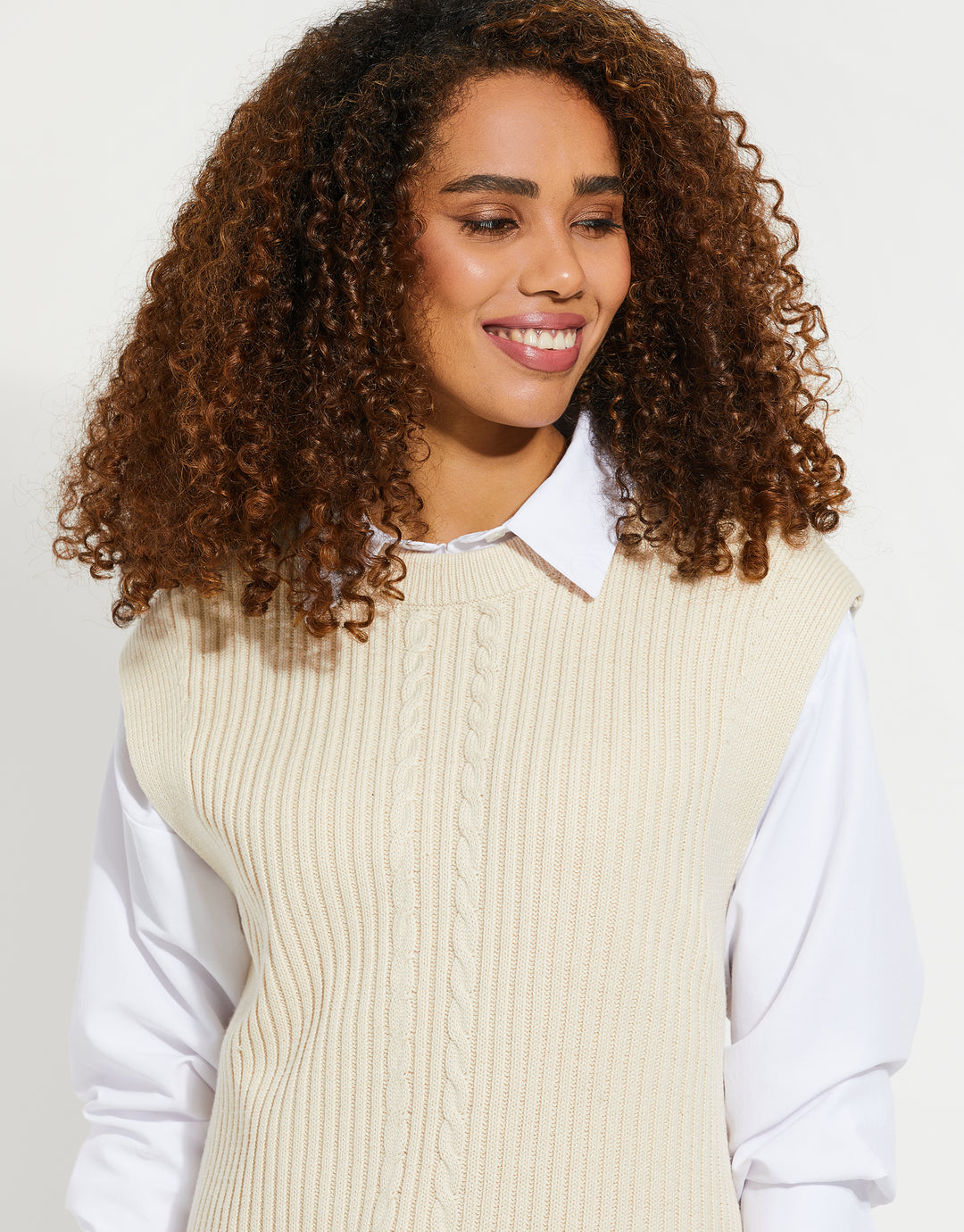 Stone Cable Knit Vest