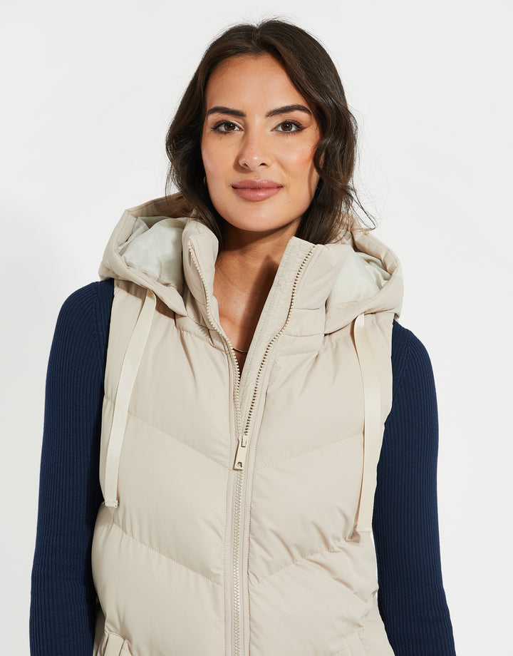 Stone Longline Padded Gilet