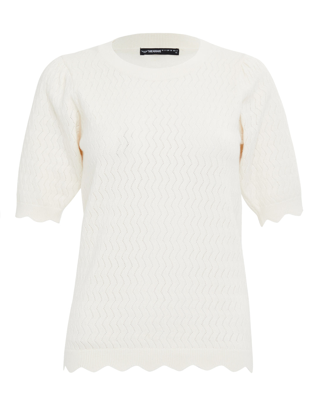 Stone Pointelle Knitted T-Shirt Jumper