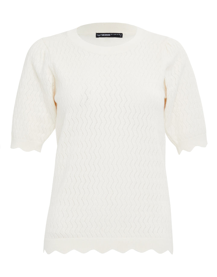 Stone Pointelle Knitted T-Shirt Jumper