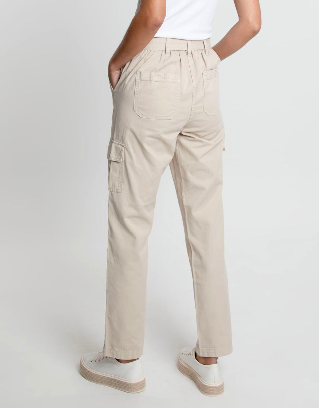 Stone Straight Leg Cargo Trousers