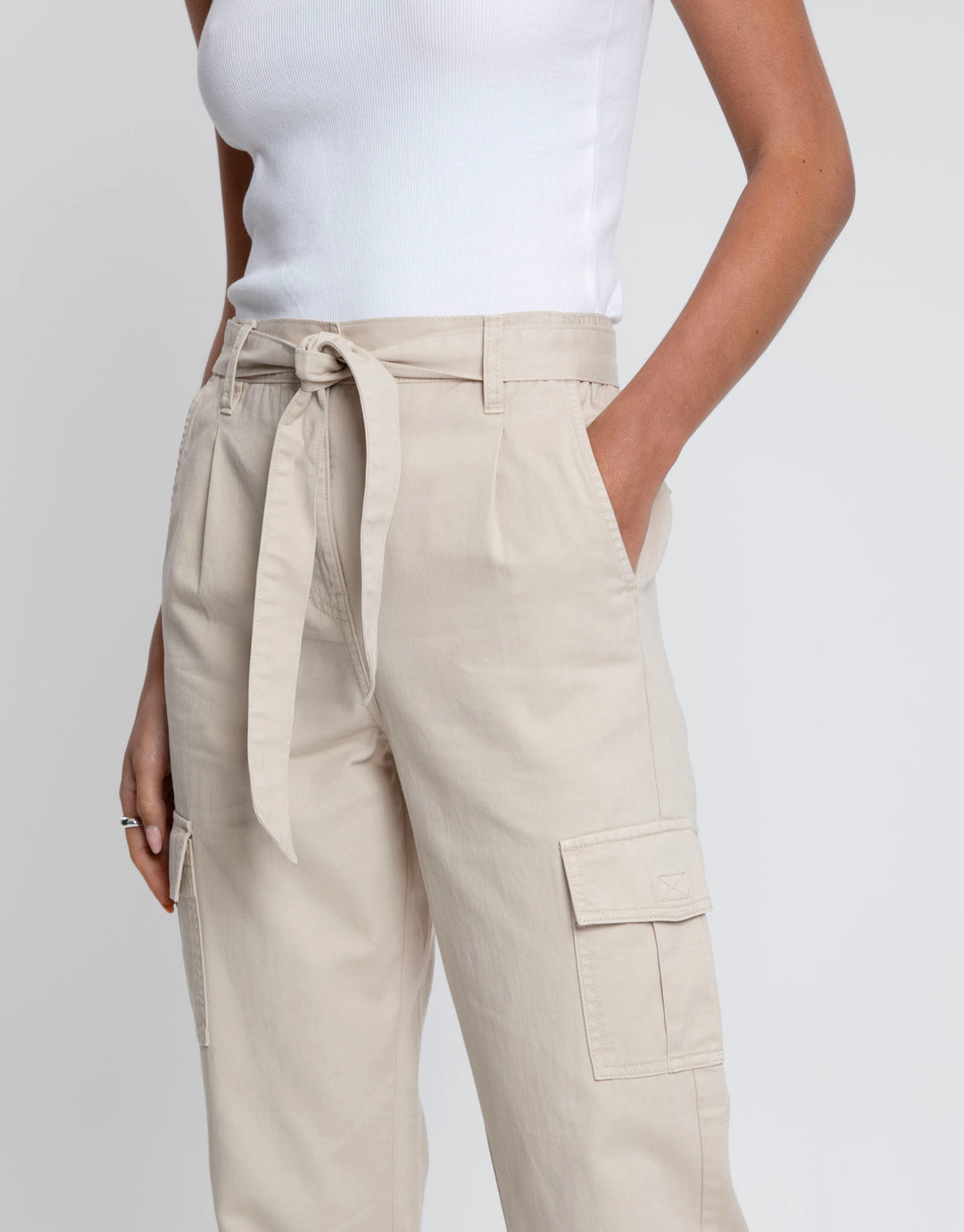 Stone Straight Leg Cargo Trousers