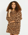 Tan Brown Leopard Print Oversized Hoodie