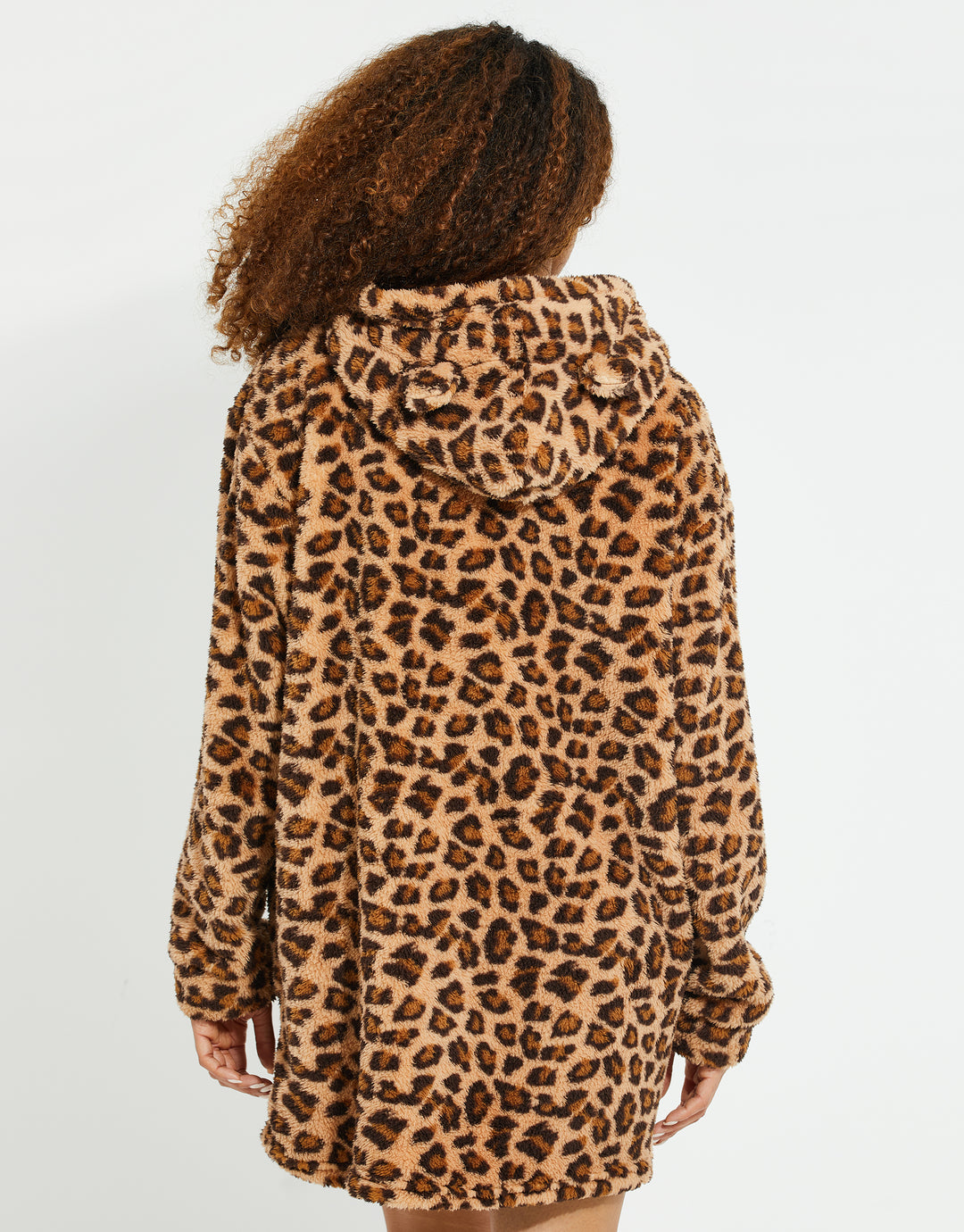 Tan Brown Leopard Print Oversized Hoodie