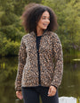 Tan Brown Leopard Print Zip-Through Fleece