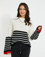 White Striped Wide Cuffed Jumper
